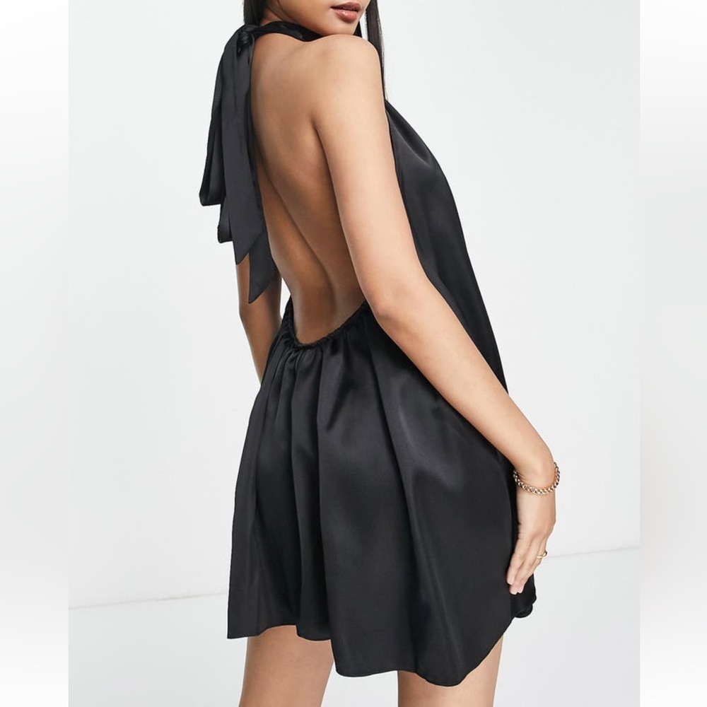 ASOS Halter Neck Satin Romper sz 8 - Picture 2 of 3